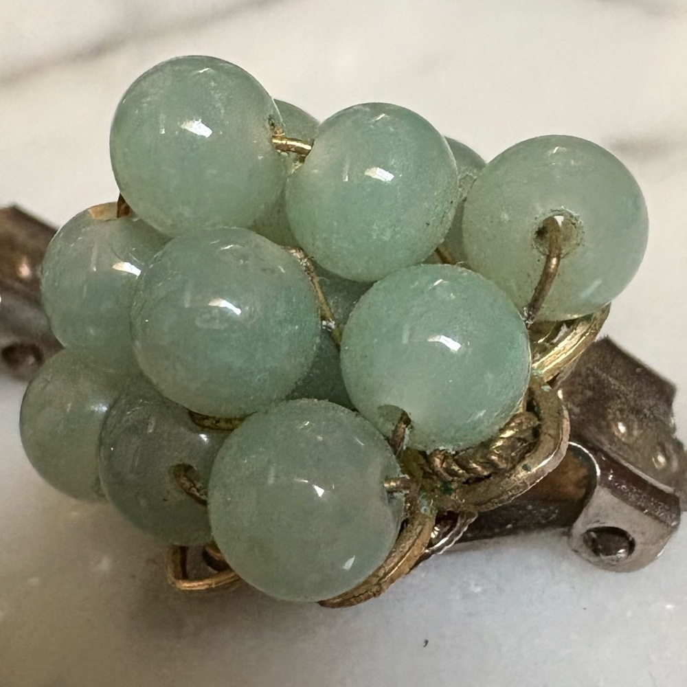Vintage Green Cluster Earrings - Picture 8 of 16